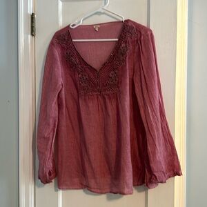 Beaded long sleeve top